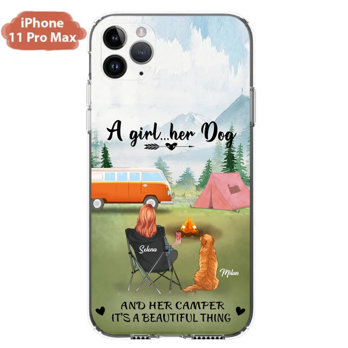 Custom Personalized Dog Mom Camping Phone Case - Mom With Upto 4 Dogs - Best Gift For Dog Lovers - For iPhone And Samsung Phone Case