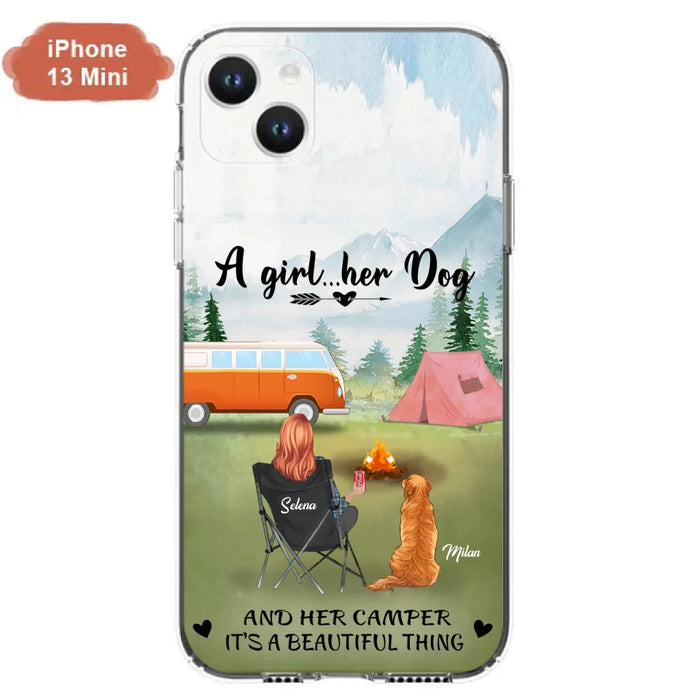 Custom Personalized Dog Mom Camping Phone Case - Mom With Upto 4 Dogs - Best Gift For Dog Lovers - For iPhone And Samsung Phone Case