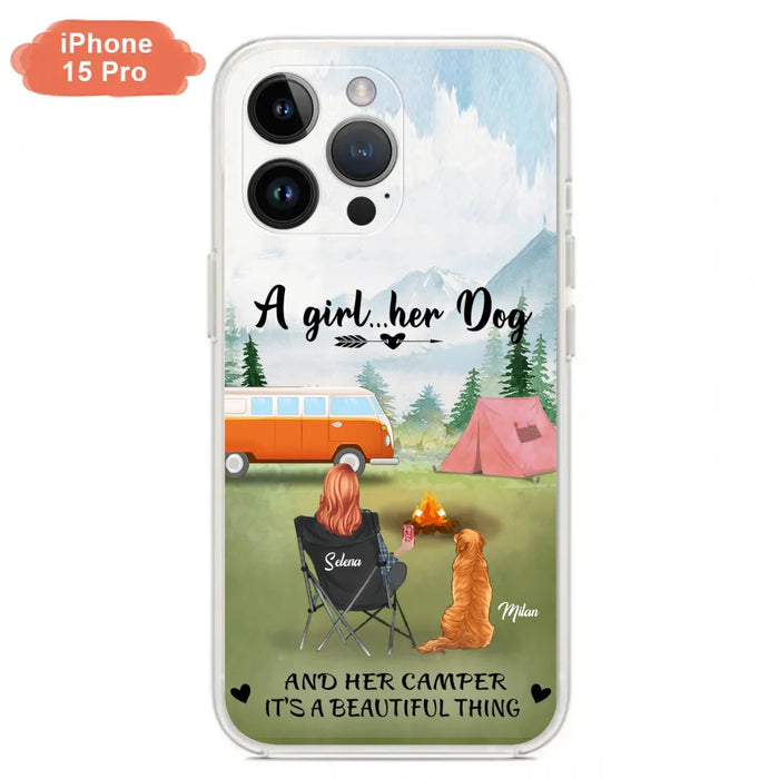 Custom Personalized Dog Mom Camping Phone Case - Mom With Upto 4 Dogs - Best Gift For Dog Lovers - For iPhone And Samsung Phone Case