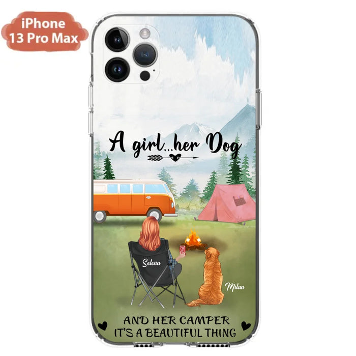 Custom Personalized Dog Mom Camping Phone Case - Mom With Upto 4 Dogs - Best Gift For Dog Lovers - For iPhone And Samsung Phone Case