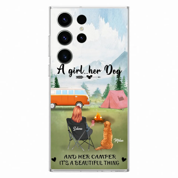 Custom Personalized Dog Mom Camping Phone Case - Mom With Upto 4 Dogs - Best Gift For Dog Lovers - For iPhone And Samsung Phone Case