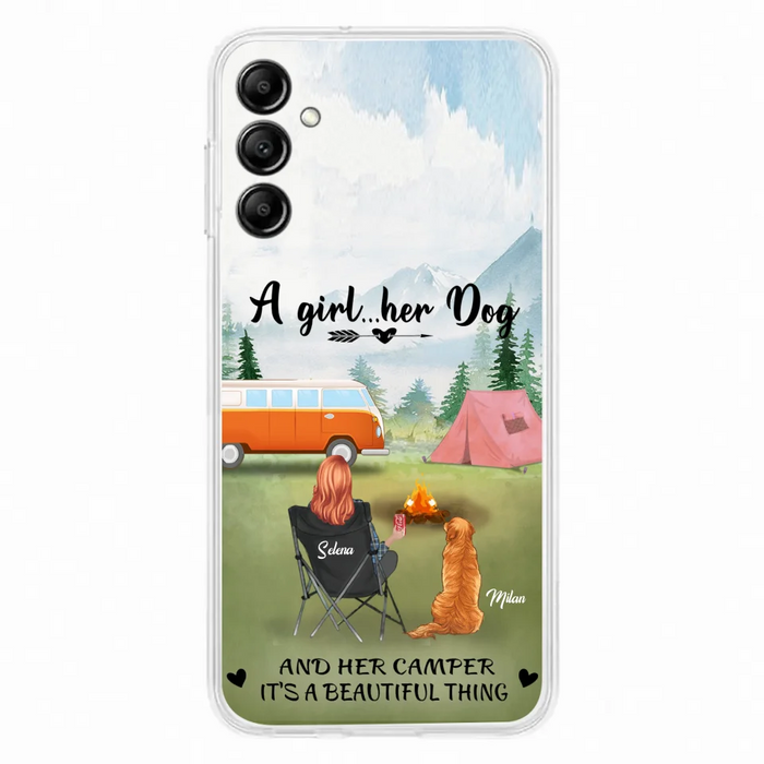 Custom Personalized Dog Mom Camping Phone Case - Mom With Upto 4 Dogs - Best Gift For Dog Lovers - For iPhone And Samsung Phone Case