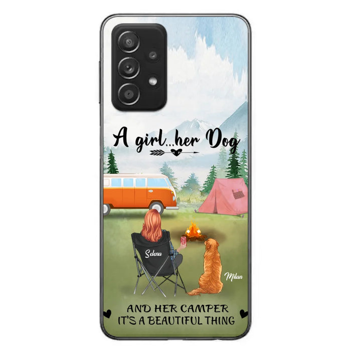 Custom Personalized Dog Mom Camping Phone Case - Mom With Upto 4 Dogs - Best Gift For Dog Lovers - For iPhone And Samsung Phone Case