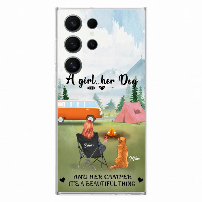 Custom Personalized Dog Mom Camping Phone Case - Mom With Upto 4 Dogs - Best Gift For Dog Lovers - For iPhone And Samsung Phone Case