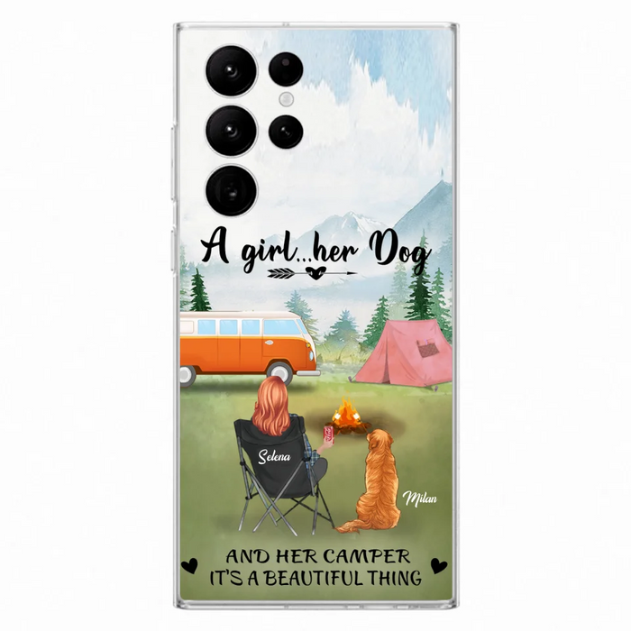 Custom Personalized Dog Mom Camping Phone Case - Mom With Upto 4 Dogs - Best Gift For Dog Lovers - For iPhone And Samsung Phone Case