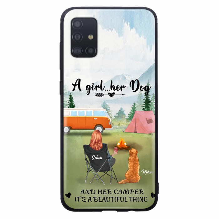 Custom Personalized Dog Mom Camping Phone Case - Mom With Upto 4 Dogs - Best Gift For Dog Lovers - For iPhone And Samsung Phone Case