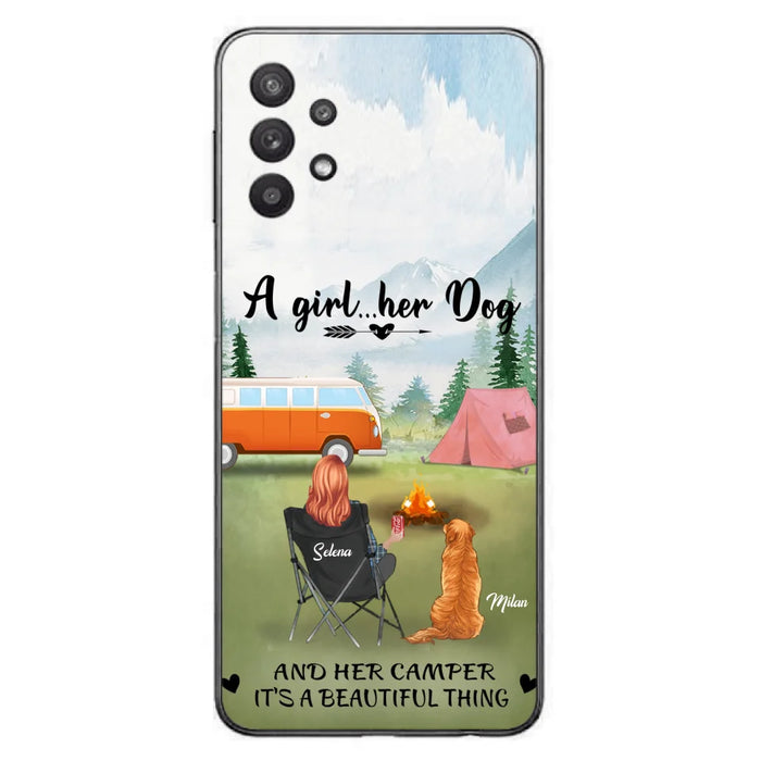 Custom Personalized Dog Mom Camping Phone Case - Mom With Upto 4 Dogs - Best Gift For Dog Lovers - For iPhone And Samsung Phone Case