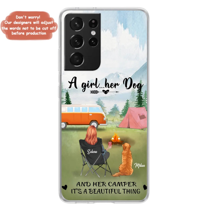 Custom Personalized Dog Mom Camping Phone Case - Mom With Upto 4 Dogs - Best Gift For Dog Lovers - For iPhone And Samsung Phone Case