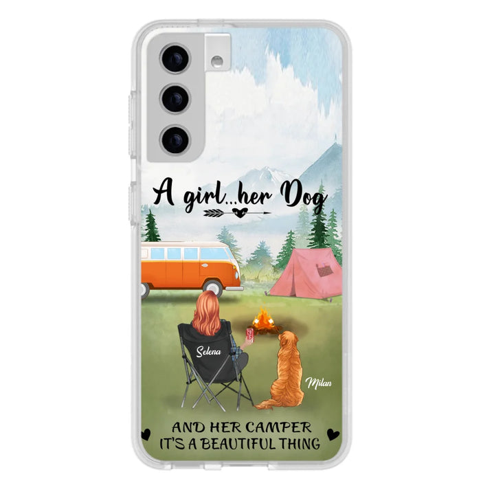 Custom Personalized Dog Mom Camping Phone Case - Mom With Upto 4 Dogs - Best Gift For Dog Lovers - For iPhone And Samsung Phone Case