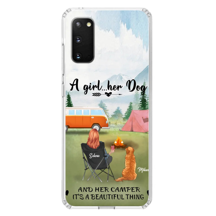 Custom Personalized Dog Mom Camping Phone Case - Mom With Upto 4 Dogs - Best Gift For Dog Lovers - For iPhone And Samsung Phone Case