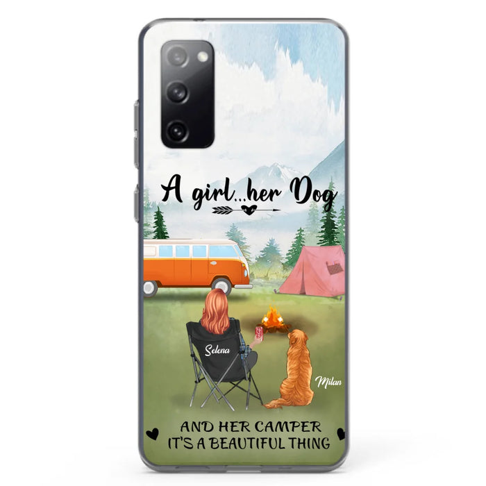 Custom Personalized Dog Mom Camping Phone Case - Mom With Upto 4 Dogs - Best Gift For Dog Lovers - For iPhone And Samsung Phone Case