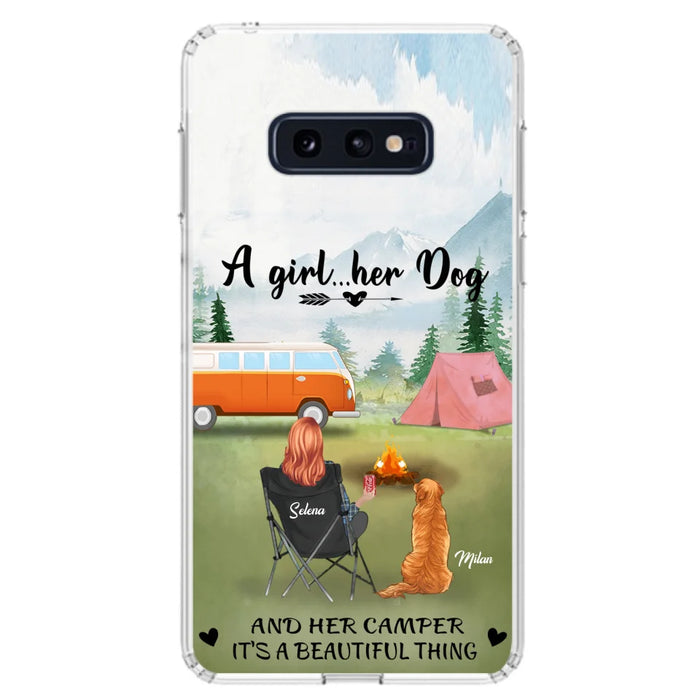 Custom Personalized Dog Mom Camping Phone Case - Mom With Upto 4 Dogs - Best Gift For Dog Lovers - For iPhone And Samsung Phone Case