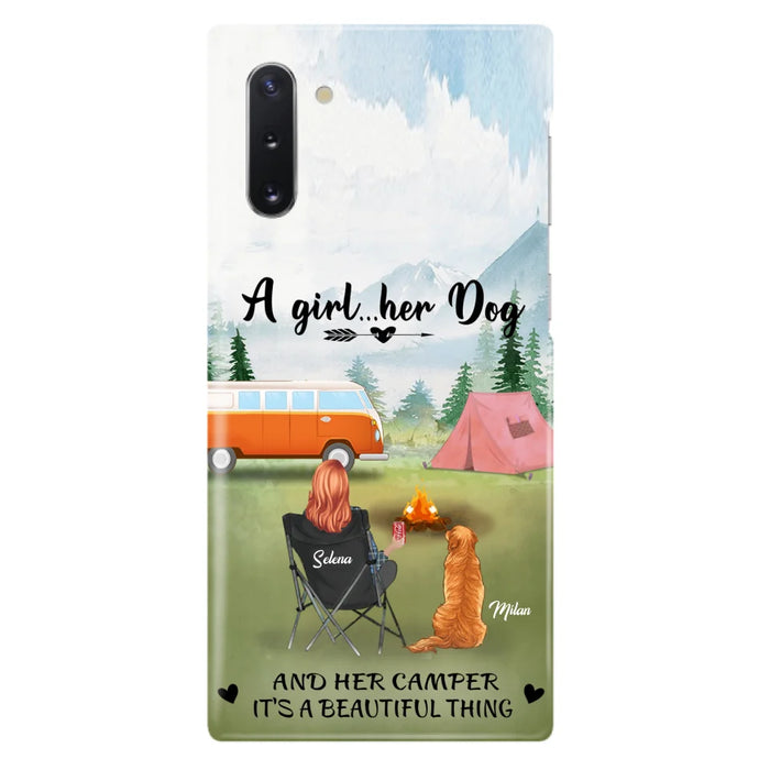 Custom Personalized Dog Mom Camping Phone Case - Mom With Upto 4 Dogs - Best Gift For Dog Lovers - For iPhone And Samsung Phone Case