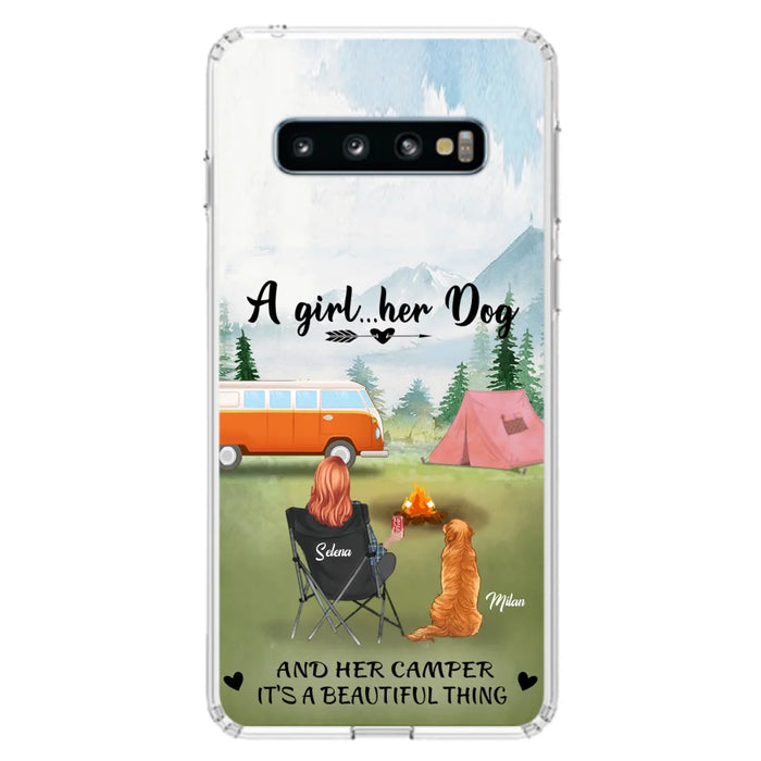 Custom Personalized Dog Mom Camping Phone Case - Mom With Upto 4 Dogs - Best Gift For Dog Lovers - For iPhone And Samsung Phone Case