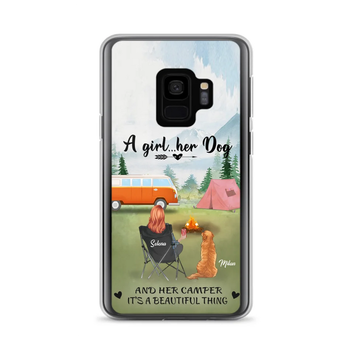 Custom Personalized Dog Mom Camping Phone Case - Mom With Upto 4 Dogs - Best Gift For Dog Lovers - For iPhone And Samsung Phone Case