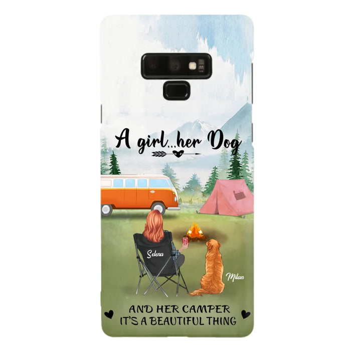 Custom Personalized Dog Mom Camping Phone Case - Mom With Upto 4 Dogs - Best Gift For Dog Lovers - For iPhone And Samsung Phone Case