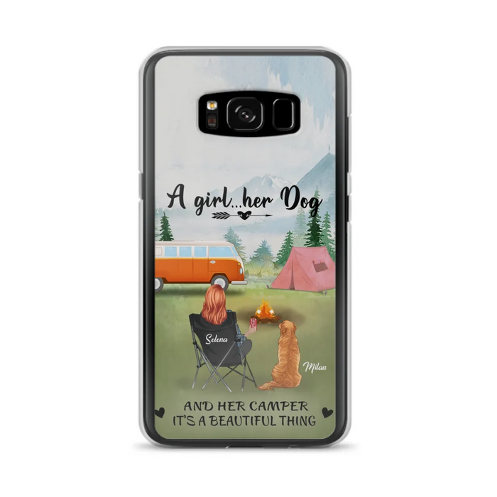 Custom Personalized Dog Mom Camping Phone Case - Mom With Upto 4 Dogs - Best Gift For Dog Lovers - For iPhone And Samsung Phone Case