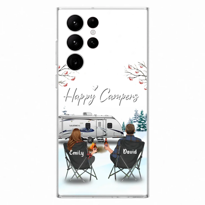 Custom Personalized Camping Phone Case - Gift Idea For Camping Lover/ Couple/ Family/ Friends - Happy Campers - Case For iPhone/Samsung