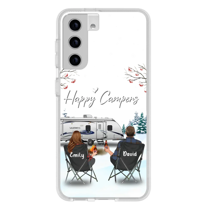 Custom Personalized Camping Phone Case - Gift Idea For Camping Lover/ Couple/ Family/ Friends - Happy Campers - Case For iPhone/Samsung