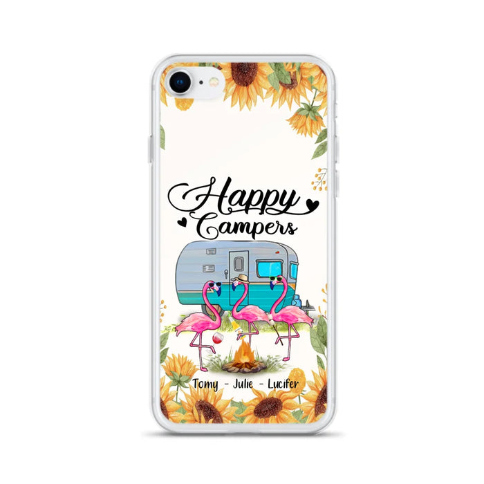 Custom Personalized Camping Flamingo Phone Case - Happy Campers - For iPhone And Samsung Phone Case - JLDWNZ