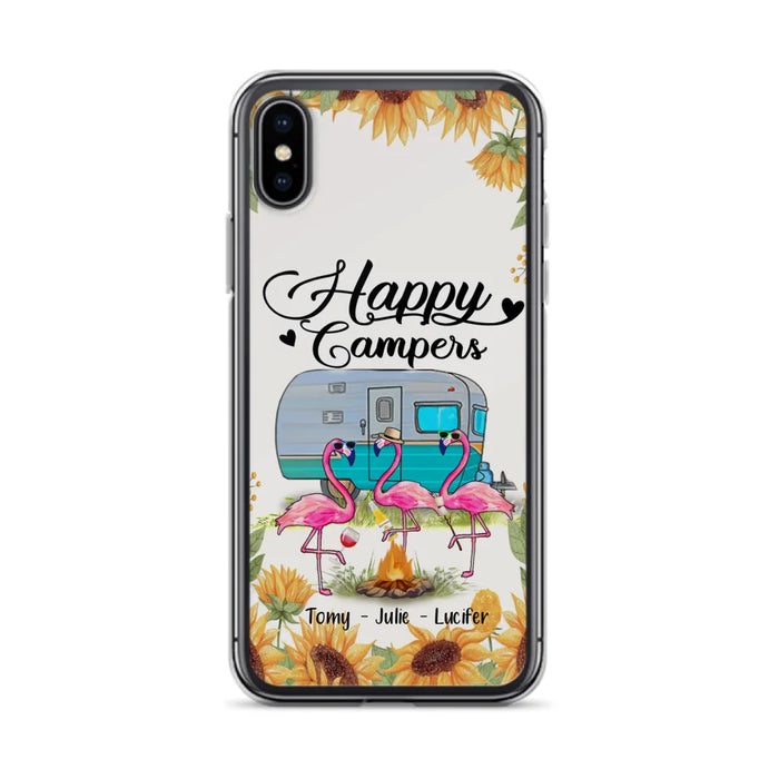 Custom Personalized Camping Flamingo Phone Case - Happy Campers - For iPhone And Samsung Phone Case - JLDWNZ