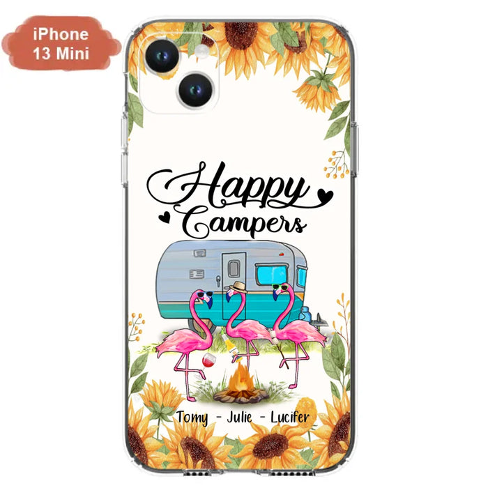 Custom Personalized Camping Flamingo Phone Case - Happy Campers - For iPhone And Samsung Phone Case - JLDWNZ