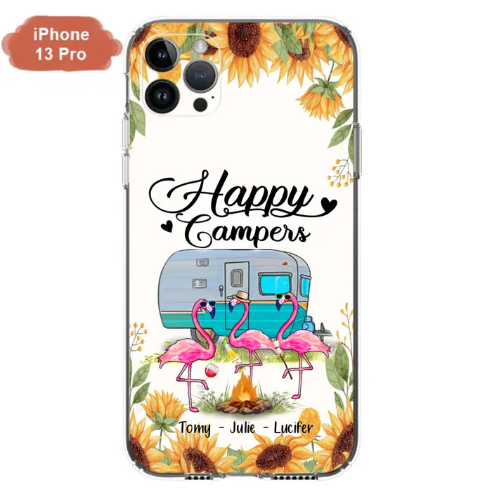 Custom Personalized Camping Flamingo Phone Case - Happy Campers - For iPhone And Samsung Phone Case - JLDWNZ