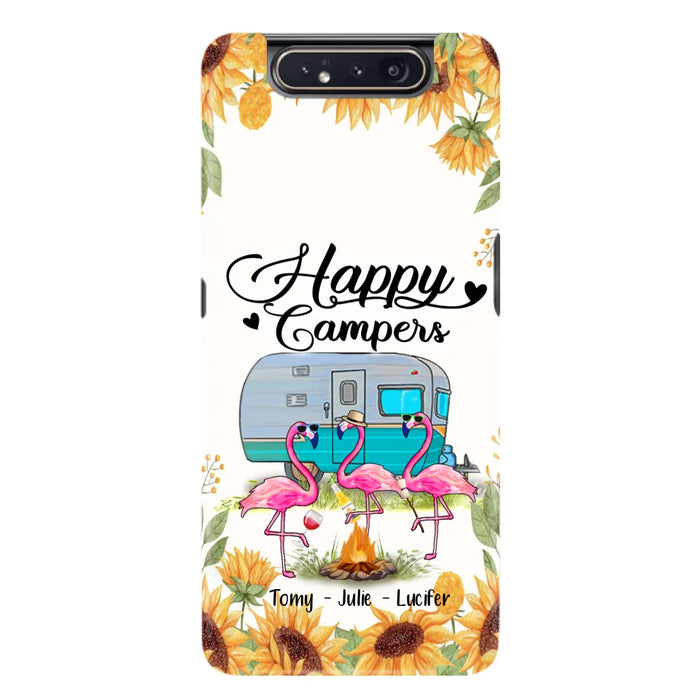 Custom Personalized Camping Flamingo Phone Case - Happy Campers - For iPhone And Samsung Phone Case - JLDWNZ