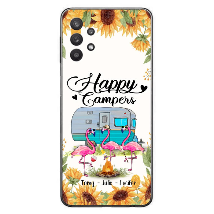 Custom Personalized Camping Flamingo Phone Case - Happy Campers - For iPhone And Samsung Phone Case - JLDWNZ