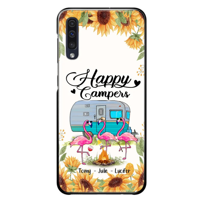 Custom Personalized Camping Flamingo Phone Case - Happy Campers - For iPhone And Samsung Phone Case - JLDWNZ