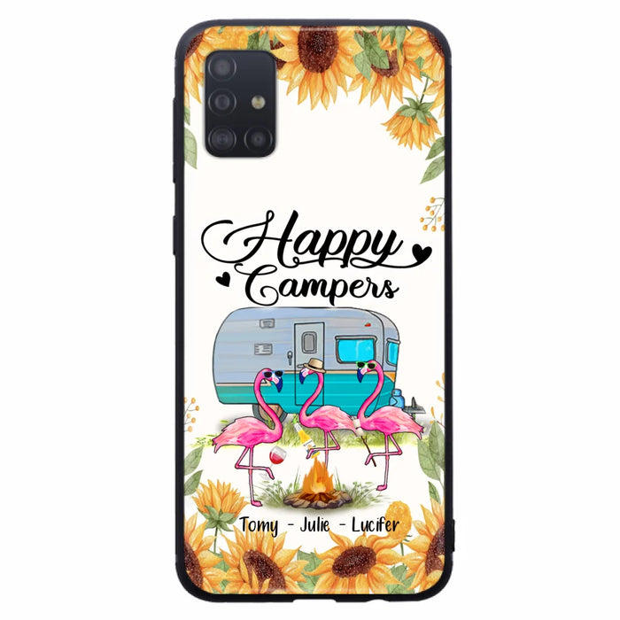 Custom Personalized Camping Flamingo Phone Case - Happy Campers - For iPhone And Samsung Phone Case - JLDWNZ