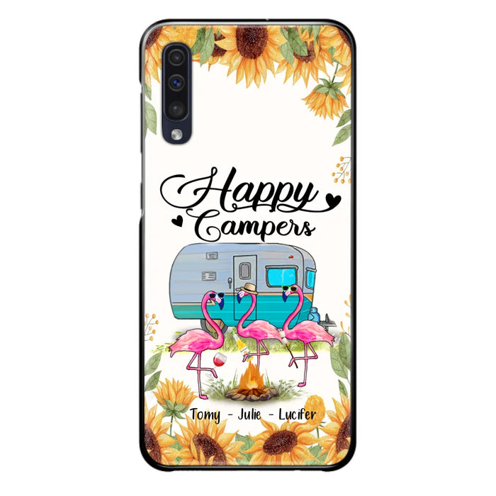 Custom Personalized Camping Flamingo Phone Case - Happy Campers - For iPhone And Samsung Phone Case - JLDWNZ