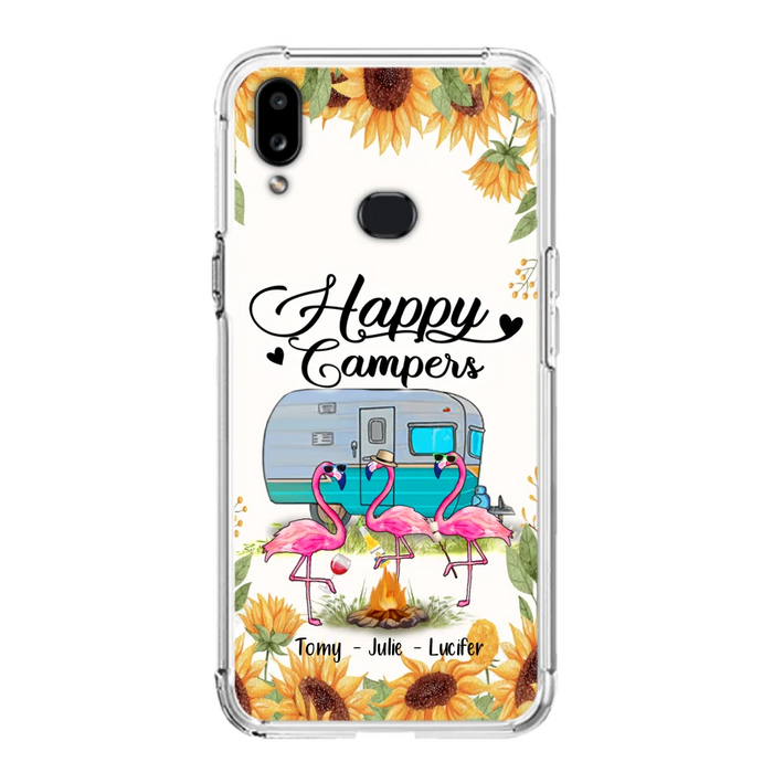 Custom Personalized Camping Flamingo Phone Case - Happy Campers - For iPhone And Samsung Phone Case - JLDWNZ