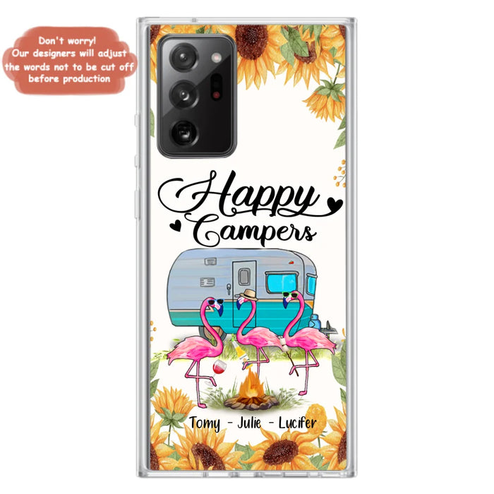 Custom Personalized Camping Flamingo Phone Case - Happy Campers - For iPhone And Samsung Phone Case - JLDWNZ