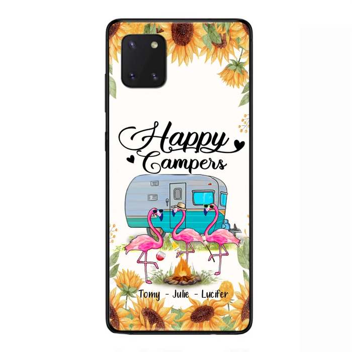 Custom Personalized Camping Flamingo Phone Case - Happy Campers - For iPhone And Samsung Phone Case - JLDWNZ