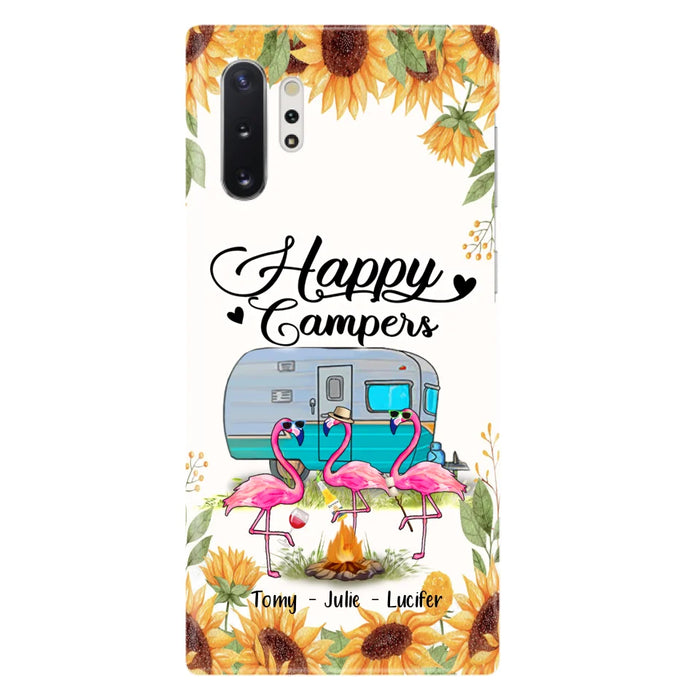 Custom Personalized Camping Flamingo Phone Case - Happy Campers - For iPhone And Samsung Phone Case - JLDWNZ