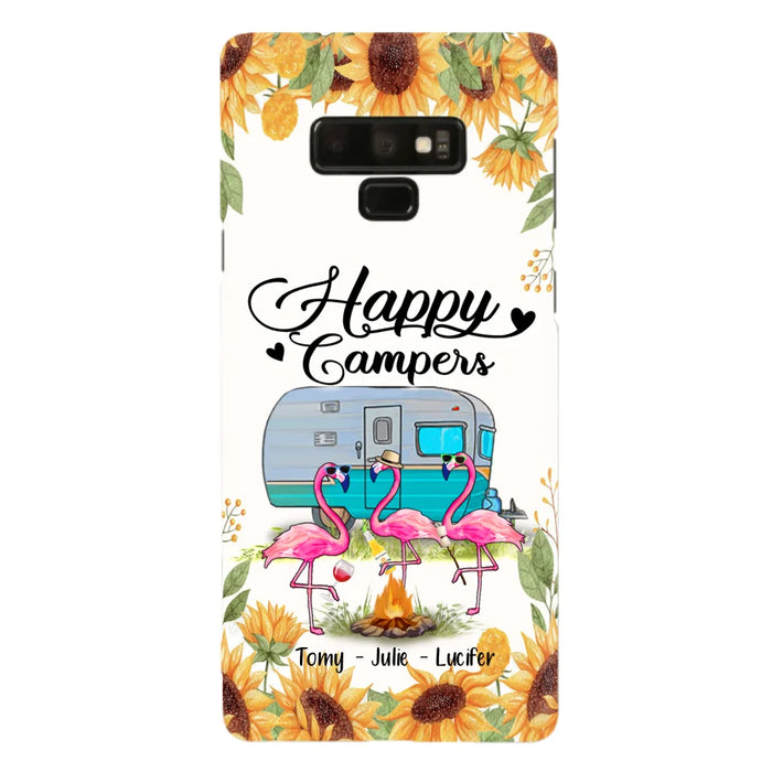 Custom Personalized Camping Flamingo Phone Case - Happy Campers - For iPhone And Samsung Phone Case - JLDWNZ