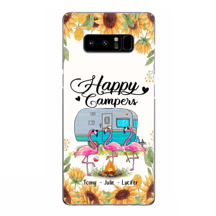 Custom Personalized Camping Flamingo Phone Case - Happy Campers - For iPhone And Samsung Phone Case - JLDWNZ