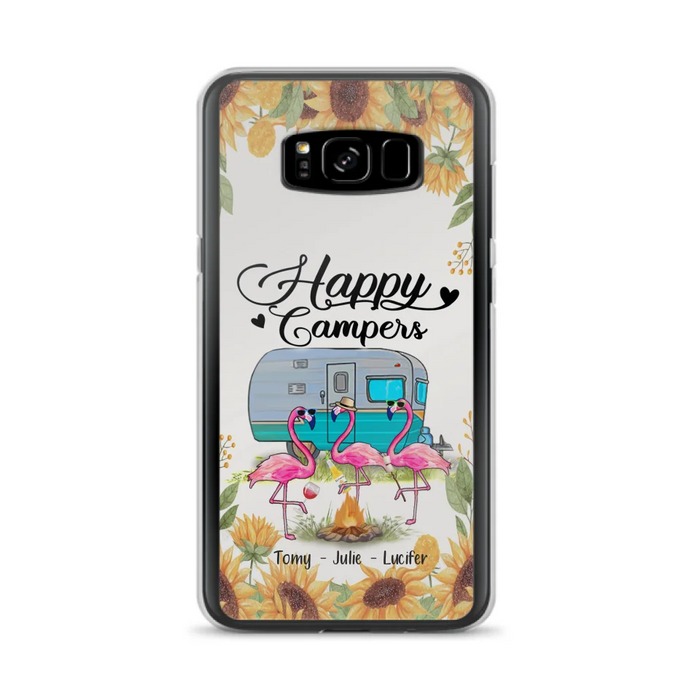 Custom Personalized Camping Flamingo Phone Case - Happy Campers - For iPhone And Samsung Phone Case - JLDWNZ