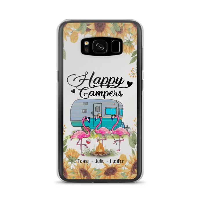 Custom Personalized Camping Flamingo Phone Case - Happy Campers - For iPhone And Samsung Phone Case - JLDWNZ