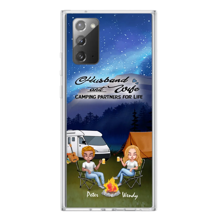 Custom Personalized Camping Night Chibi Phone Case - Couple With Upto 2 Dogs - Gift Idea For Camping Lover - Case For iPhone And Samsung