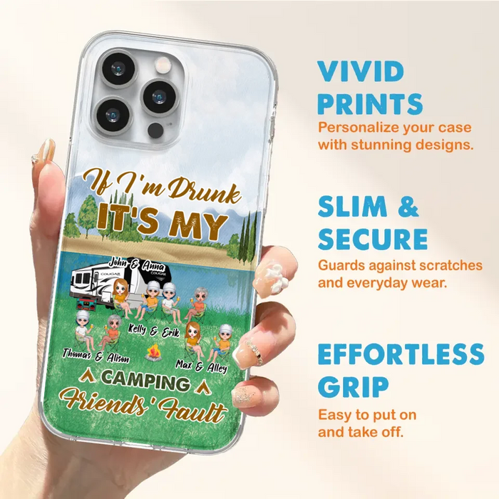 Custom Personalized Camping Friends Phone Case - Upto 8 People - Gift Idea For Camping Lover - Case For iPhone And Samsung