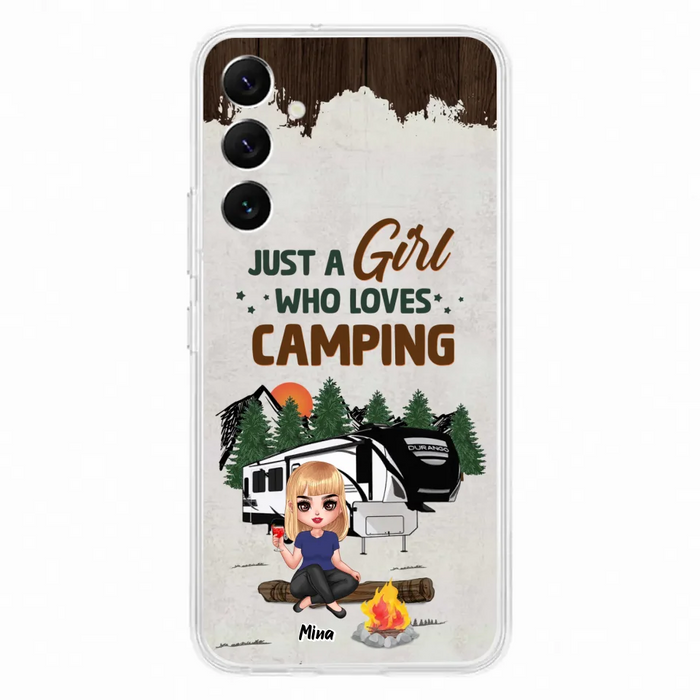 Custom Personalized Camping Girl Phone Case - Gift Idea For Camping Lover/ Mother's Day Gift - Just A Girl Who Loves Camping - Case For iPhone And Samsung