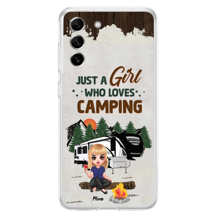 Custom Personalized Camping Girl Phone Case - Gift Idea For Camping Lover/ Mother's Day Gift - Just A Girl Who Loves Camping - Case For iPhone And Samsung