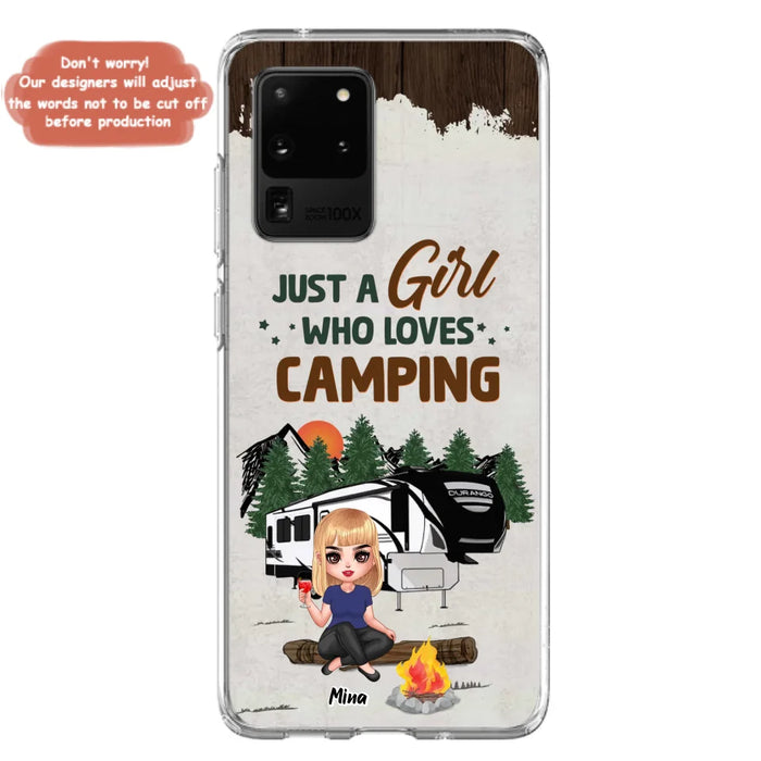 Custom Personalized Camping Girl Phone Case - Gift Idea For Camping Lover/ Mother's Day Gift - Just A Girl Who Loves Camping - Case For iPhone And Samsung