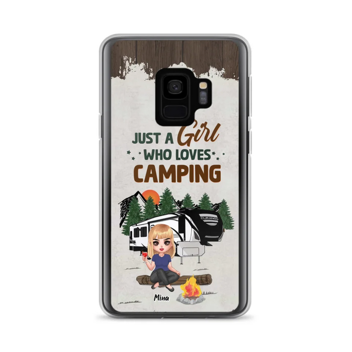 Custom Personalized Camping Girl Phone Case - Gift Idea For Camping Lover/ Mother's Day Gift - Just A Girl Who Loves Camping - Case For iPhone And Samsung