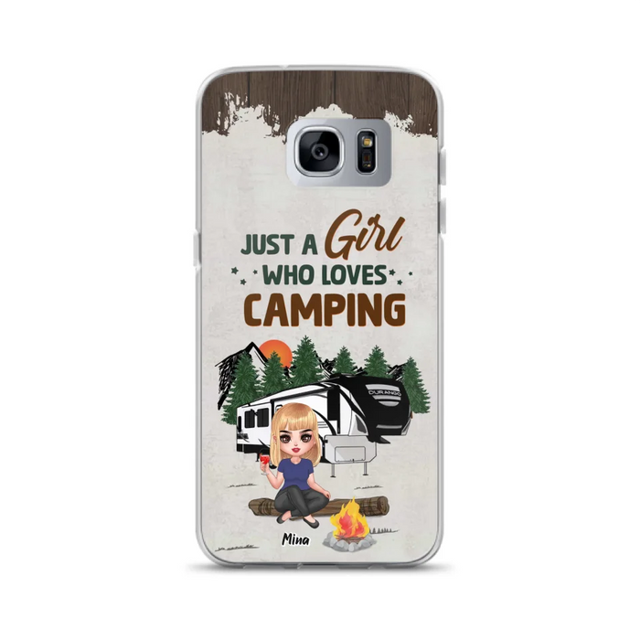 Custom Personalized Camping Girl Phone Case - Gift Idea For Camping Lover/ Mother's Day Gift - Just A Girl Who Loves Camping - Case For iPhone And Samsung