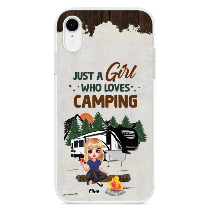 Custom Personalized Camping Girl Phone Case - Gift Idea For Camping Lover/ Mother's Day Gift - Just A Girl Who Loves Camping - Case For iPhone And Samsung