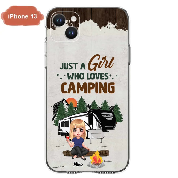 Custom Personalized Camping Girl Phone Case - Gift Idea For Camping Lover/ Mother's Day Gift - Just A Girl Who Loves Camping - Case For iPhone And Samsung