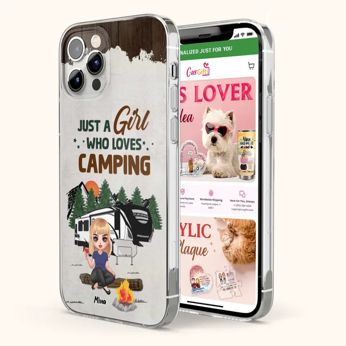 Custom Personalized Camping Girl Phone Case - Gift Idea For Camping Lover/ Mother's Day Gift - Just A Girl Who Loves Camping - Case For iPhone And Samsung